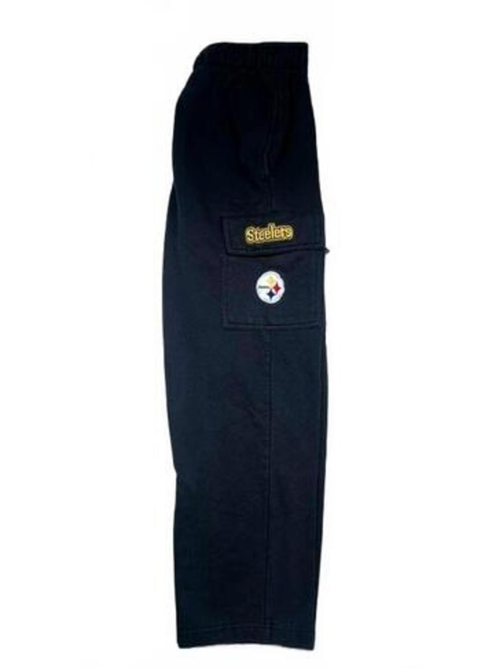 NFL Team Apparel Pittsburgh Steelers Fleece Cargo Sweatpants Black Size L